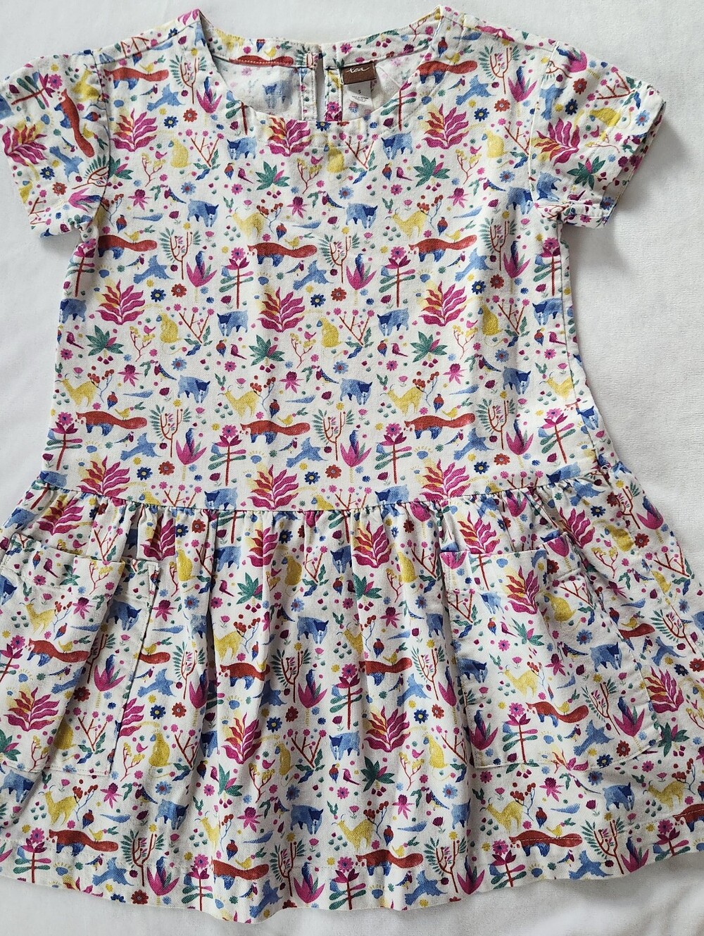 Tea Collection Floral & Woodland Animal Print Short-Sleeve Dress
